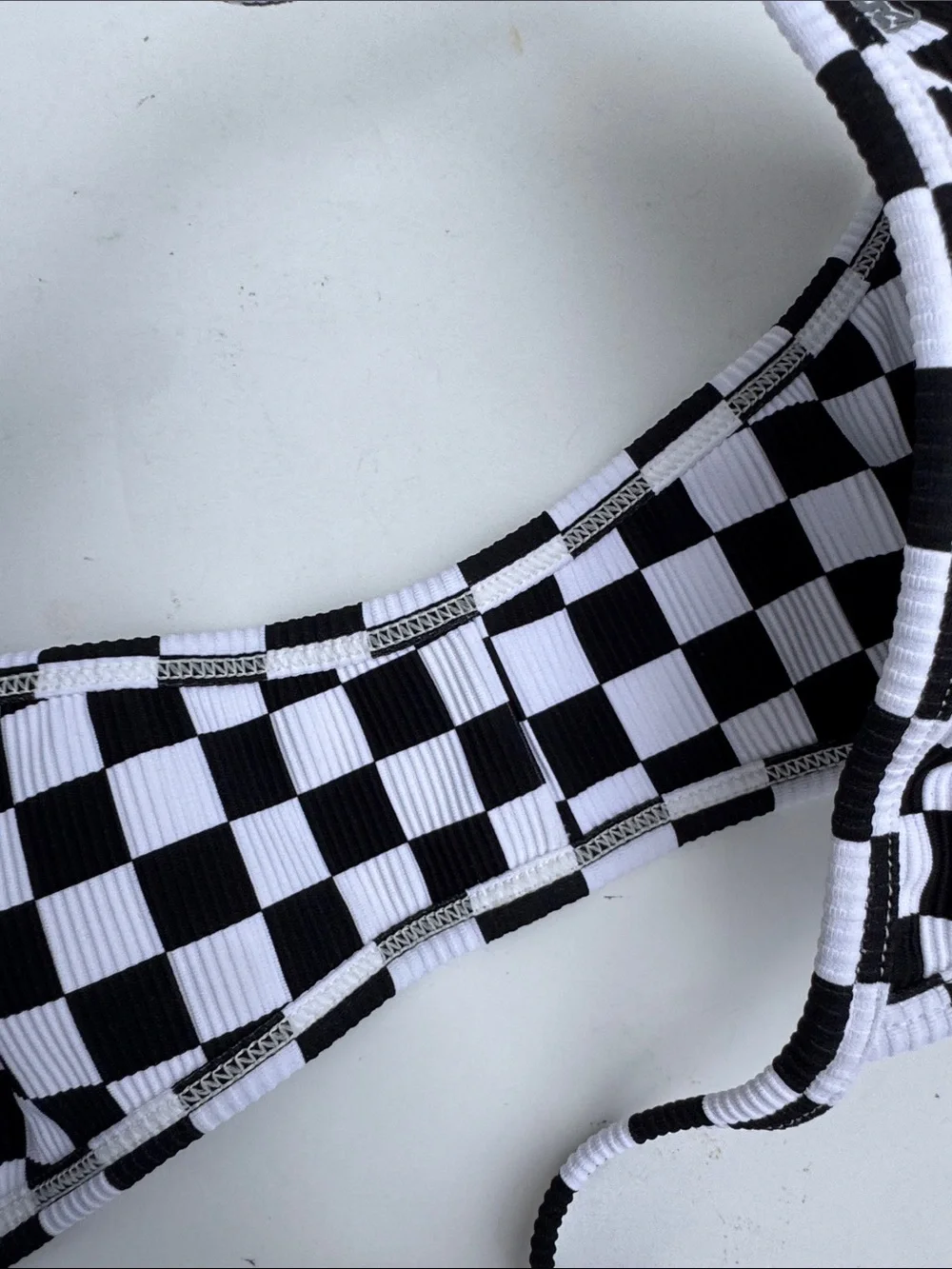 Salty Honey Women's Black & White Checkerboard high cut Bikini Bottom